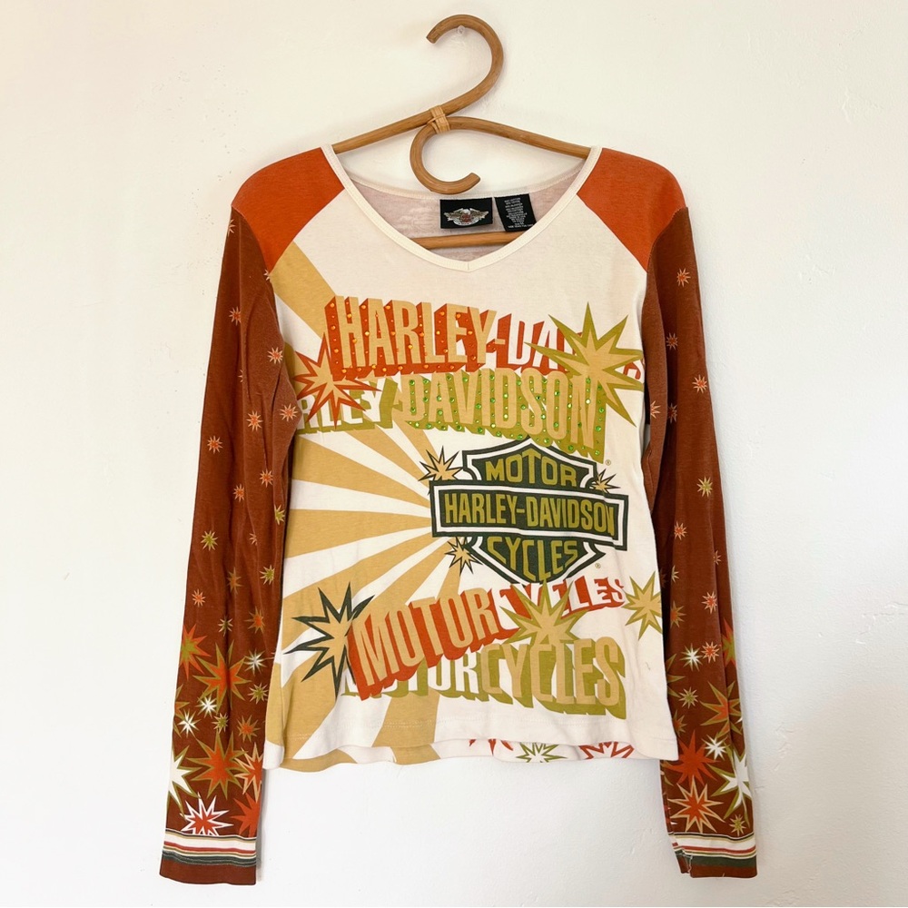 Vintage Y2K Harley Davidson Biker Babe Shirt Top sz M